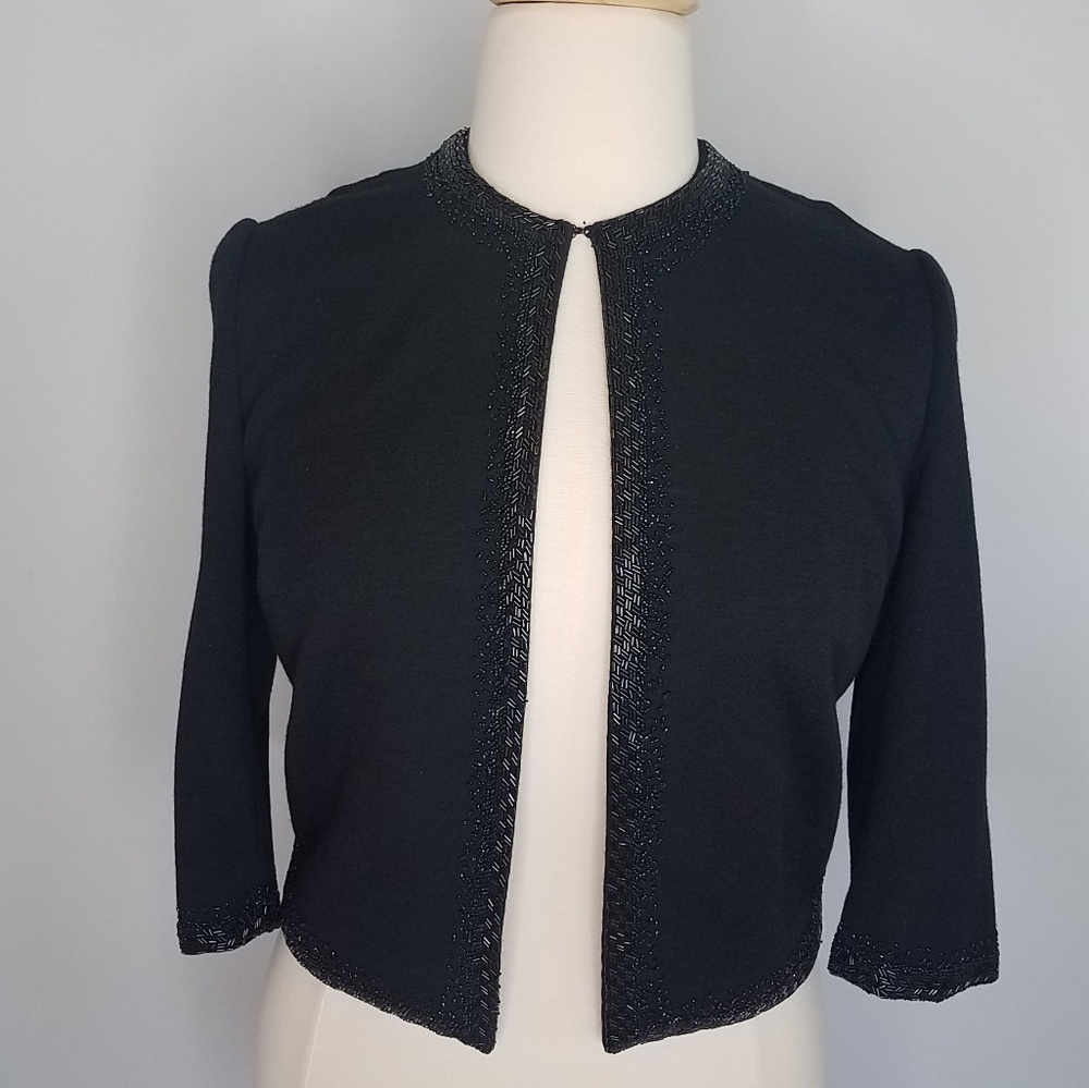 McMullen Black Wool & Beaded Evening Jacket Sz 12